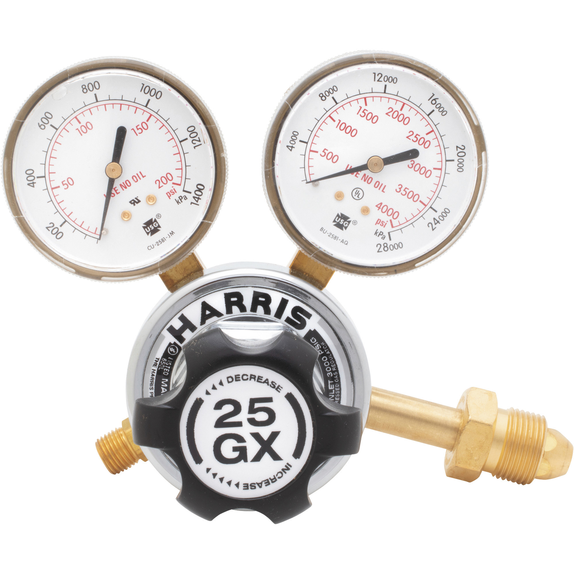 Harris Single-Stage 25GX Regulator, 145 PSIG, 580 CGA Fitting, Model# 3000540